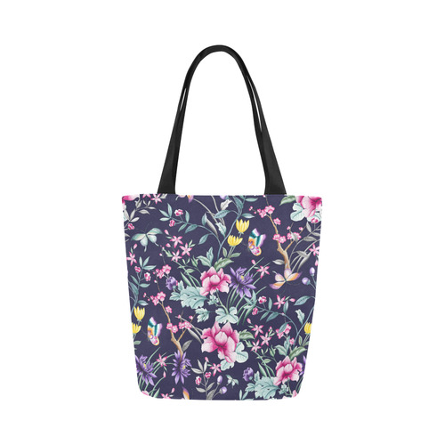 Tropical Flowers Butterflies I Canvas Tote Bag (Model 1657)