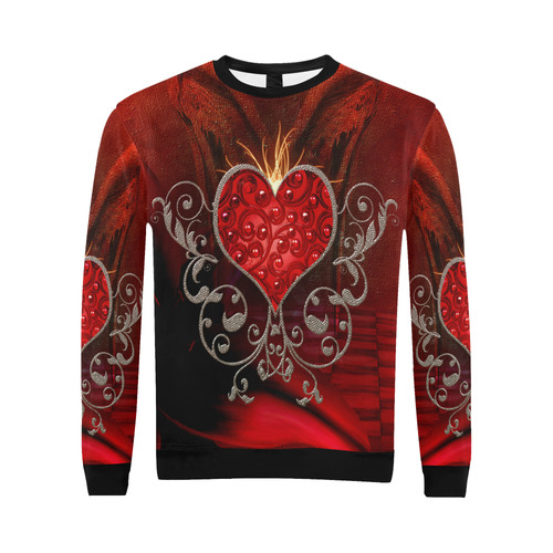 Wonderful heart with wings All Over Print Crewneck Sweatshirt for Men/Large (Model H18)