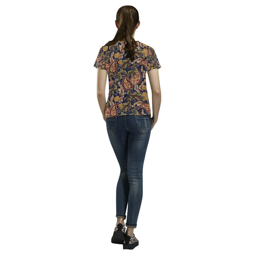 Floral Retro Wallpaper I All Over Print T-Shirt for Women (USA Size) (Model T40)