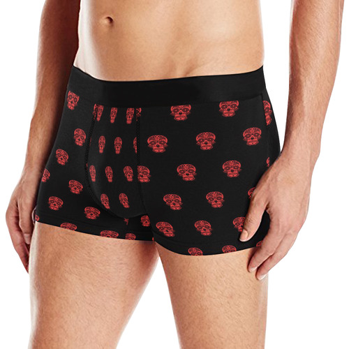 skull pattern red Men's All Over Print Boxer Briefs (Model L10)