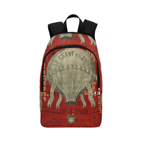 Backpack Laptop School Book Bag Vintage French Red Hot Air Balloon Fabric Backpack for Adult (Model 1659)