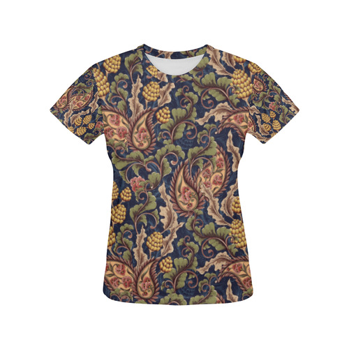 Floral Retro Wallpaper I All Over Print T-Shirt for Women (USA Size) (Model T40)