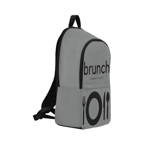 Backpack Laptop School Book Bag Brunch Breakfast Lunch Gray Fabric Backpack for Adult (Model 1659)