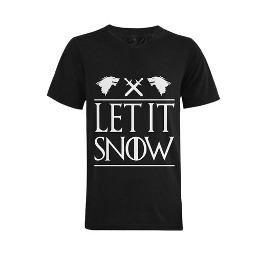 Snow Wolves Men's V-Neck T-shirt  Big Size(USA Size) (Model T10)