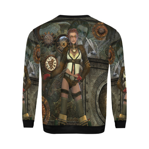Awesome steampunk lady All Over Print Crewneck Sweatshirt for Men/Large (Model H18)