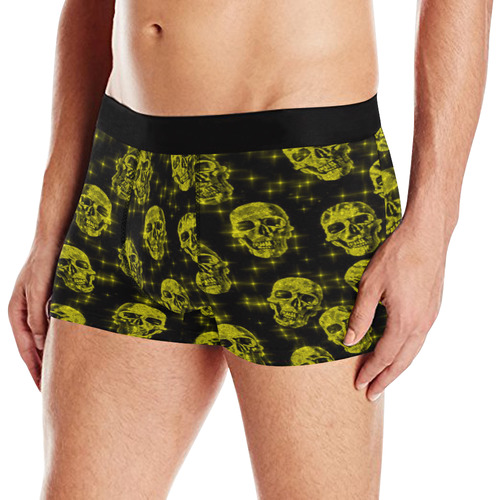 sparkling glitter skulls yellow by JamColors Men's All Over Print Boxer Briefs (Model L10)