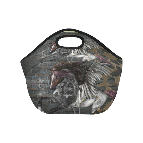 Steampunk, awesome steampunk horse with wings Neoprene Lunch Bag/Small (Model 1669)
