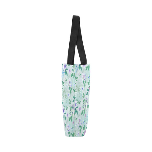 Watercolor Spring Flowers Pattern cyan lilac Canvas Tote Bag (Model 1657)