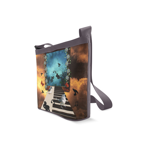 Music, birds on a piano Crossbody Bags (Model 1613)