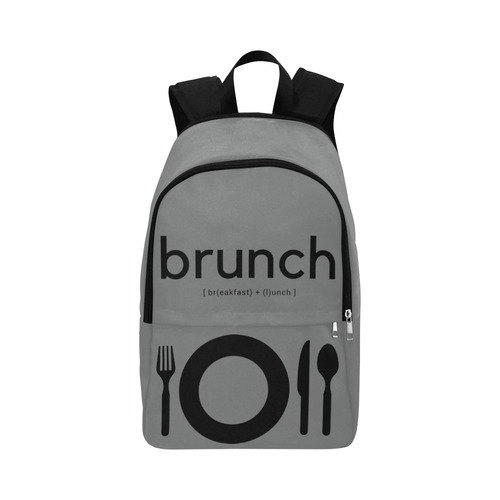 Backpack Laptop School Book Bag Brunch Breakfast Lunch Gray Fabric Backpack for Adult (Model 1659)
