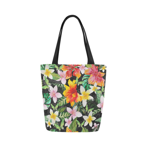 Tropical Flowers Butterflies III Canvas Tote Bag (Model 1657)