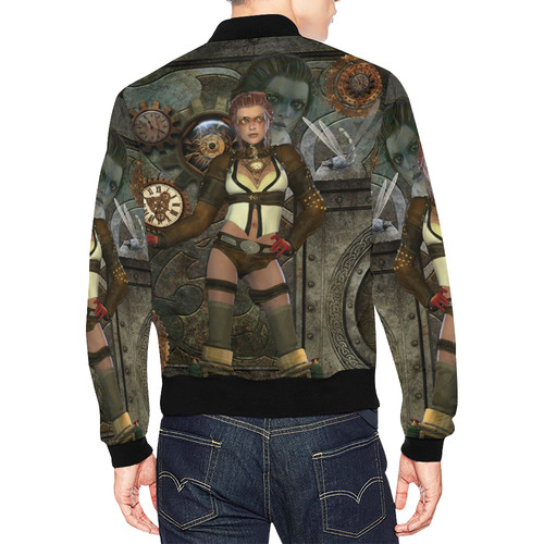 Awesome steampunk lady All Over Print Bomber Jacket for Men (Model H19)