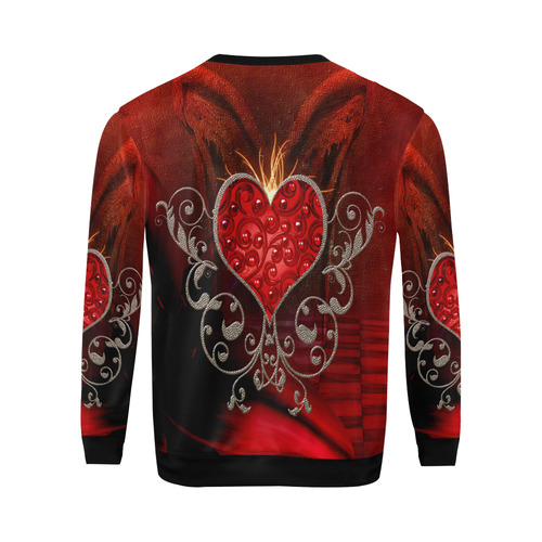 Wonderful heart with wings All Over Print Crewneck Sweatshirt for Men/Large (Model H18)