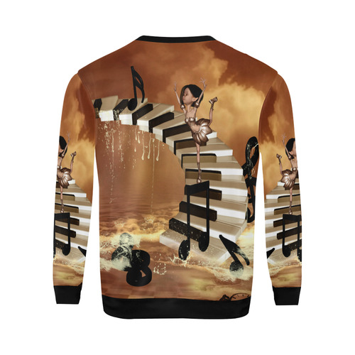 Little fairy dancing on the piano All Over Print Crewneck Sweatshirt for Men/Large (Model H18)