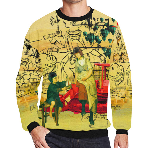 HERE, TAKE IT Men's Oversized Fleece Crew Sweatshirt (Model H18)