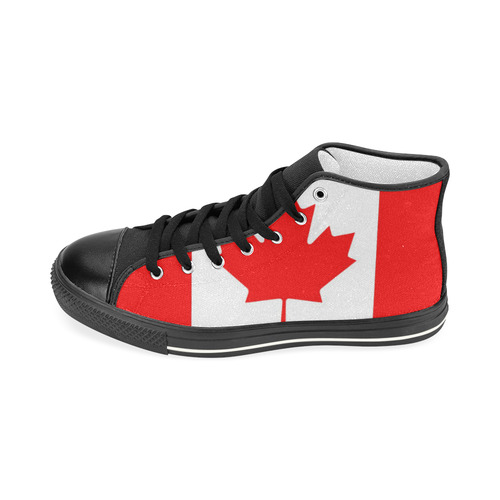 Mens Tops High Top Shoes Black Red White Canadian Flag by Tell3People Men’s Classic High Top Canvas Shoes (Model 017)