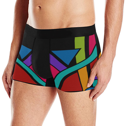 Colored Geometric Art Stripes Triangles Dots Men's All Over Print Boxer Briefs (Model L10)