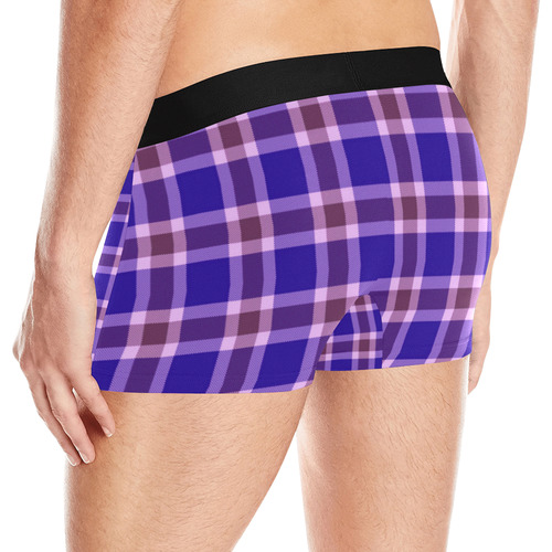 Navy Violet White Plaid Men's All Over Print Boxer Briefs (Model L10)