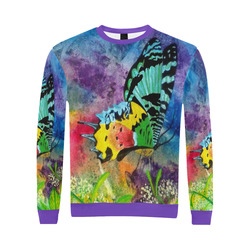 Madagascar Splash Profile Men's Purple Trim Sweatshirt All Over Print Crewneck Sweatshirt for Men (Model H18)