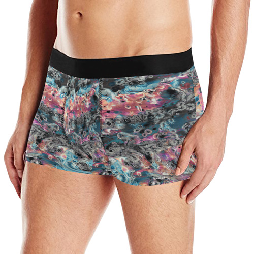 Acryl Paint Flowing Brushe Strokes Cyan Salmon Bla Men's All Over Print Boxer Briefs (Model L10)