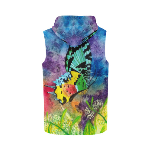 Madagascar Splash Profile Men's Sleeveless Zippered Hoodie All Over Print Sleeveless Zip Up Hoodie for Men (Model H16)