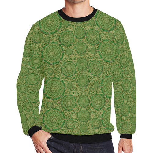 Stars in the wooden forest night in green Men's Oversized Fleece Crew Sweatshirt/Large Size(Model H18)
