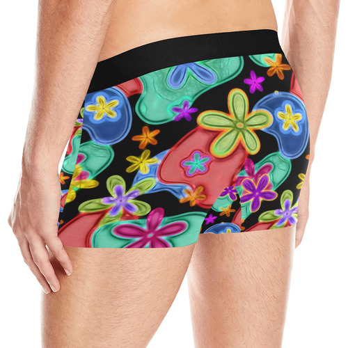 Colorful Retro Flowers Fractalius Pattern Men's All Over Print Boxer Briefs (Model L10)