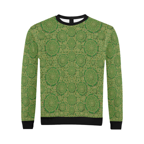 Stars in the wooden forest night in green All Over Print Crewneck Sweatshirt for Men (Model H18)