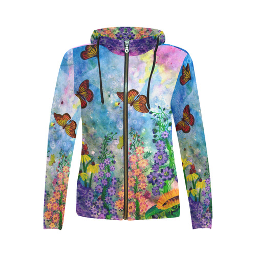 SUNSHIRT Womens Monarch Butterfly Sweatshirt Zip Front Zippered Track Jacket 