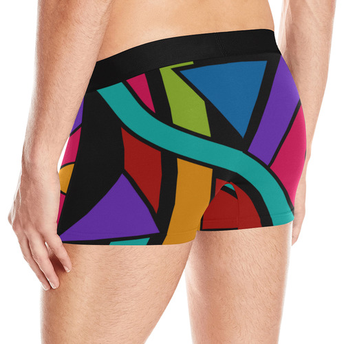 Colored Geometric Art Stripes Triangles Dots Men's All Over Print Boxer Briefs (Model L10)