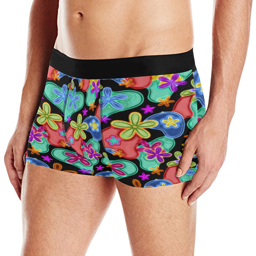 Colorful Retro Flowers Fractalius Pattern Men's All Over Print Boxer Briefs (Model L10)