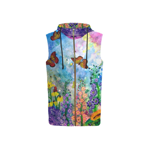 Butterfly Garden Women's Sleeveless Zippered Hoodie All Over Print Sleeveless Zip Up Hoodie for Women (Model H16)