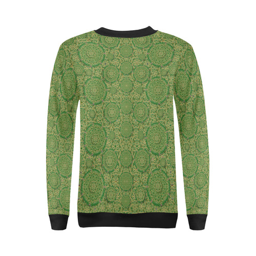 Stars in the wooden forest night in green All Over Print Crewneck Sweatshirt for Women (Model H18)