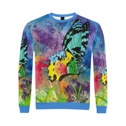 Madagascar Splash Profile Men's Blue Trim Sweatshirt All Over Print Crewneck Sweatshirt for Men (Model H18)