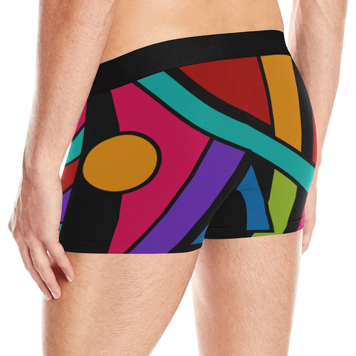 Colored Geometric Art Stripes Triangles Dots Men's All Over Print Boxer Briefs (Model L10)