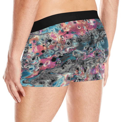 Acryl Paint Flowing Brushe Strokes Cyan Salmon Bla Men's All Over Print Boxer Briefs (Model L10)