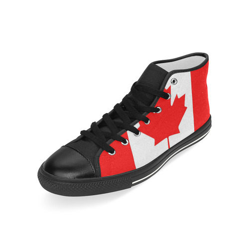 Mens Tops High Top Shoes Black Red White Canadian Flag by Tell3People Men’s Classic High Top Canvas Shoes (Model 017)