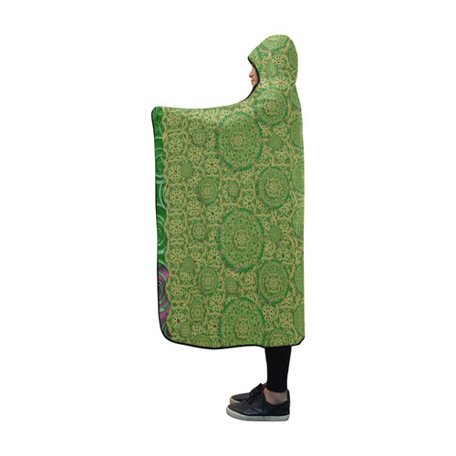 Stars in the wooden forest night in green Hooded Blanket 60''x50''