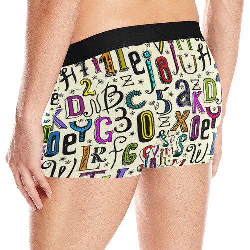 Letters Numbers Stars Typography Pattern Colored Men's All Over Print Boxer Briefs (Model L10)
