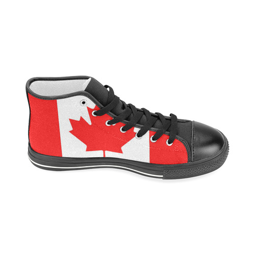Mens Tops High Top Shoes Black Red White Canadian Flag by Tell3People Men’s Classic High Top Canvas Shoes (Model 017)