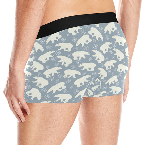 Winter Snowflakes Polar Bears Pattern Men's All Over Print Boxer Briefs (Model L10)