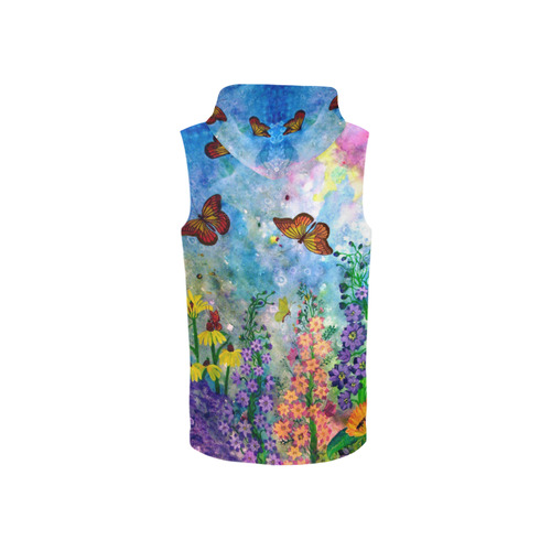 Butterfly Garden Women's Sleeveless Zippered Hoodie All Over Print Sleeveless Zip Up Hoodie for Women (Model H16)