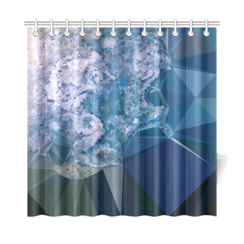 Jupiter Blue White Geometric Triangles Shower Curtain 72"x72"