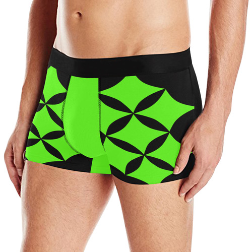 Black Background Curved Rhombuses Cut Men's All Over Print Boxer Briefs (Model L10)