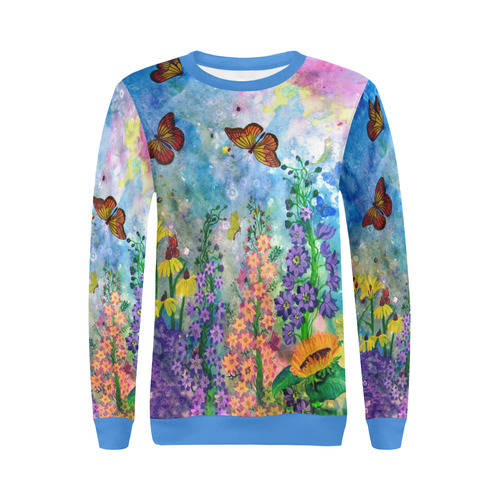 Butterfly Garden Women's Sweatshirt All Over Print Crewneck Sweatshirt for Women (Model H18)