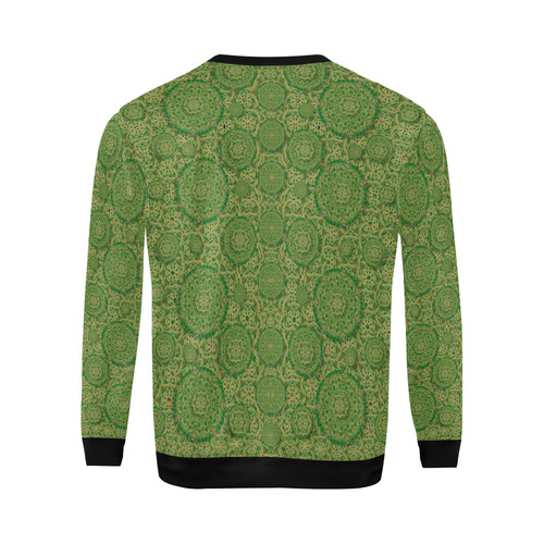 Stars in the wooden forest night in green All Over Print Crewneck Sweatshirt for Men (Model H18)