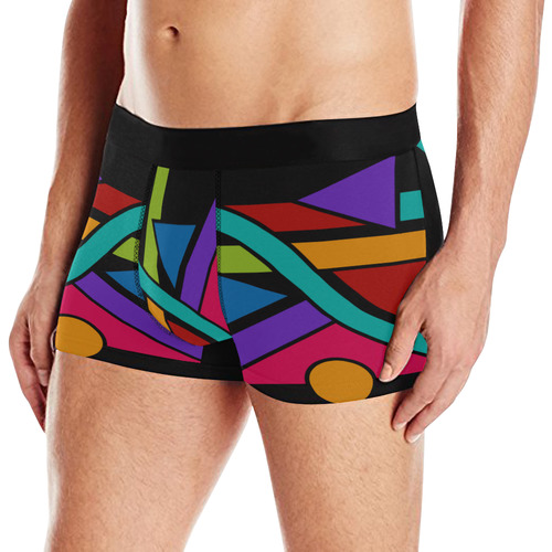 Colored Geometric Art Stripes Triangles Dots Men's All Over Print Boxer Briefs (Model L10)