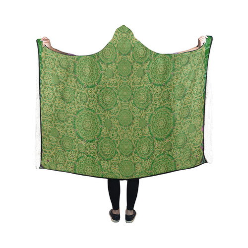 Stars in the wooden forest night in green Hooded Blanket 50''x40''