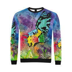 Madagascar Splash Profile Men's Black Trim Sweatshirt All Over Print Crewneck Sweatshirt for Men (Model H18)