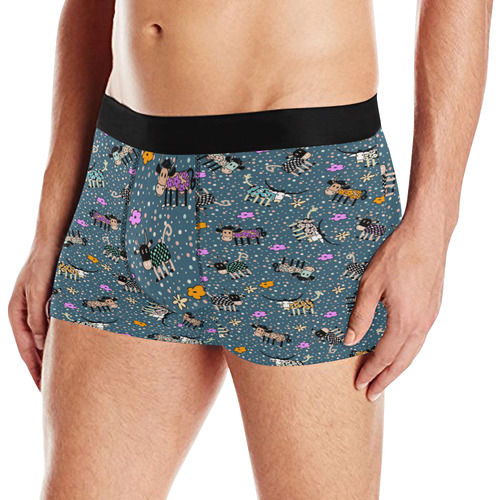 Colorfully and Funny COWS with FLOWERS Men's All Over Print Boxer Briefs (Model L10)